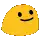 a pixel art of a yellow smiley face with a black eye .