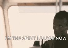 a man is holding a knife in his mouth and saying `` i 'm the spirit leader now ''