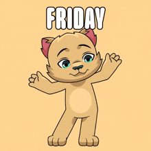 a cartoon drawing of a cat with the word friday on it