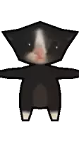 a pixel art of a black and white cat