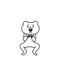 a black and white drawing of a teddy bear with a surprised look on his face