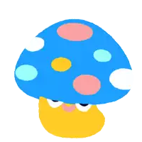a cartoon drawing of a mushroom with polka dots on it 's hat