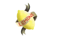 an illustration of a lemon with a ribbon that says lemons