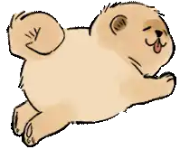 a cartoon drawing of a brown dog with its tongue hanging out
