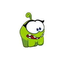 a green cartoon character with a swirl on the top of it